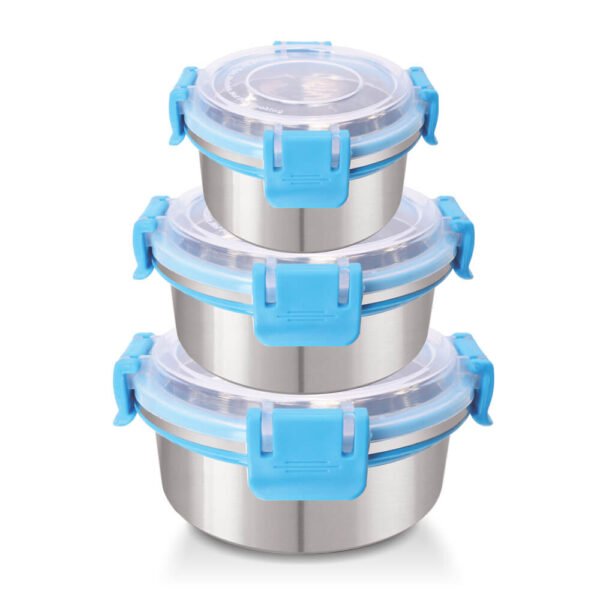 Nakshatra Stainless Steel Containers Lock & Freshness Every Time 3 Pcs Set Tiffin