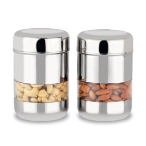 Nakshatra Stainless Steel Russian Side See Thru Stainless Steel Canister Set of 2