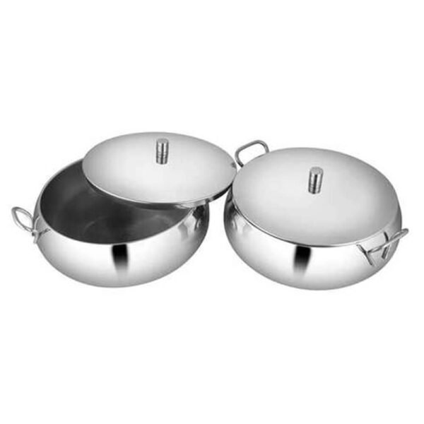 Nakshatra Stainless Steel Serving Bowl with Lid and Handle Set of 2